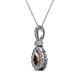 2 - Quy 0.71 ctw (6x4 mm) Pear Shape Smoky Quartz and Round Natural Diamond Teardrop Halo Pendant 
