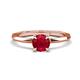 1 - Kiona 0.95 ctw (6.00 mm) Round Ruby Square Edge Shank Solitaire Engagement Ring 