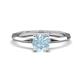 1 - Kiona 0.87 ctw (6.50 mm) Round Aquamarine Square Edge Shank Solitaire Engagement Ring 