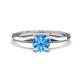 1 - Kiona 0.95 ctw (6.50 mm) Round Blue Topaz Square Edge Shank Solitaire Engagement Ring 