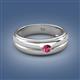 2 - Mateo 0.15 ct (3.50 mm) Round Pink Tourmaline Bezel Set Solitaire Men Wedding Ring 