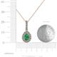 4 - Quy 0.76 ctw (6x4 mm) Pear Shape Emerald and Round Natural Diamond Teardrop Halo Pendant 