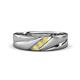 1 - Amani (2.00 mm) Round Yellow Sapphire Angled Brushed and Polished Finish Men Three Stone Wedding Band 