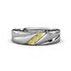 1 - Amani Yellow Diamond Angled Brushed and Polished Finish Men Three Stone Wedding Band (6 mm) 