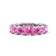 1 - Luna 7.04 ctw (4.00 mm) Cushion Shape Lab Created Pink Sapphire U Prong Eternity Band 