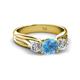 2 - Alyssa 1.39 ctw (6.50 mm) Round Blue Topaz and Lab Grown Diamond Three Stone Engagement Ring 