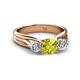 2 - Alyssa 1.24 ctw (6.00 mm) Round Yellow Diamond and Lab Grown Diamond Three Stone Engagement Ring 