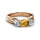 2 - Alyssa 1.31 ctw (6.50 mm) Round Citrine and Lab Grown Diamond Three Stone Engagement Ring 