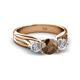 2 - Alyssa 1.44 ctw (6.50 mm) Round Smoky Quartz and Lab Grown Diamond Three Stone Engagement Ring 