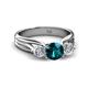 2 - Alyssa 1.24 ctw (6.00 mm) Round Blue Diamond and Lab Grown Diamond Three Stone Engagement Ring 