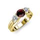 3 - Alyssa 1.49 ctw (6.50 mm) Round Red Garnet and Lab Grown Diamond Three Stone Engagement Ring 