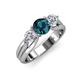 3 - Alyssa 1.24 ctw (6.00 mm) Round Blue Diamond and Lab Grown Diamond Three Stone Engagement Ring 