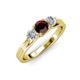 2 - Alyssa 0.98 ctw (5.50 mm) Round Red Garnet and Lab Grown Diamond Three Stone Engagement Ring 