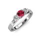 2 - Alyssa 0.96 ctw (5.50 mm) Round Ruby and Lab Grown Diamond Three Stone Engagement Ring 