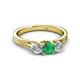 3 - Alyssa 0.92 ctw (5.50 mm) Round Emerald and Lab Grown Diamond Three Stone Engagement Ring 