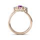 4 - Alyssa 0.92 ctw (5.50 mm) Round Amethyst and Lab Grown Diamond Three Stone Engagement Ring 