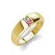 4 - Ethan 0.18 ctw (3.00 mm) Round Natural Diamond and Pink Tourmaline 2 Stone Men Wedding Ring 