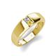 4 - Ethan 0.27 ctw (3.00 mm) Round Natural Diamond and Yellow Sapphire 2 Stone Men Wedding Ring 