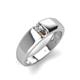 4 - Ethan 0.20 ctw (3.00 mm) Round Natural Diamond and Smoky Quartz 2 Stone Men Wedding Ring 