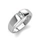 4 - Ethan 0.16 ctw (3.00 mm) Round Natural Diamond and Opal 2 Stone Men Wedding Ring 