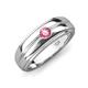 3 - Mateo 0.15 ct (3.50 mm) Round Pink Tourmaline Bezel Set Solitaire Men Wedding Ring 