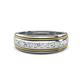 1 - Zaid 0.53 ctw (2.40 mm) Round Natural Diamond and White Sapphire Two Toned and High Polished Edges Men Wedding Band 