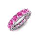 3 - Luna 7.04 ctw (4.00 mm) Cushion Shape Lab Created Pink Sapphire U Prong Eternity Band 