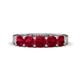 1 - Wendy 2.20 ctw (4.00 mm) Cushion Shape Created Ruby Side Gallery 5 Stone Wedding Band 