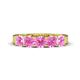 1 - Wendy 1.70 ctw (4.00 mm) Cushion Shape Created Pink Sapphire Side Gallery 5 Stone Wedding Band 