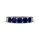 1 - Wendy 2.20 ctw (4.00 mm) Cushion Shape Created Blue Sapphire Side Gallery 5 Stone Wedding Band 