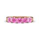 1 - Wendy 1.70 ctw (4.00 mm) Cushion Shape Created Pink Sapphire Side Gallery 5 Stone Wedding Band 