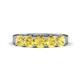 1 - Wendy 1.70 ctw (4.00 mm) Cushion Shape Created Yellow Sapphire Side Gallery 5 Stone Wedding Band 