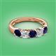 2 - Wendy 2.06 ctw (4.00 mm) Cushion Shape Lab Created Blue Sapphire and Lab Grown Diamond Side Gallery 5 Stone Wedding Band 