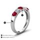 4 - Wendy 2.06 ctw (4.00 mm) Cushion Shape Lab Created Ruby and Lab Grown Diamond Side Gallery 5 Stone Wedding Band 
