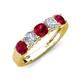 3 - Wendy 2.06 ctw (4.00 mm) Cushion Shape Lab Created Ruby and Lab Grown Diamond Side Gallery 5 Stone Wedding Band 
