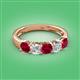 2 - Wendy 2.06 ctw (4.00 mm) Cushion Shape Lab Created Ruby and Lab Grown Diamond Side Gallery 5 Stone Wedding Band 