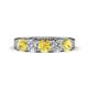 1 - Wendy 2.06 ctw (4.00 mm) Cushion Shape Lab Created Yellow Sapphire and Lab Grown Diamond Side Gallery 5 Stone Wedding Band 
