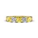 1 - Wendy 2.06 ctw (4.00 mm) Cushion Shape Lab Created Yellow Sapphire and Lab Grown Diamond Side Gallery 5 Stone Wedding Band 