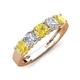 3 - Wendy 2.06 ctw (4.00 mm) Cushion Shape Lab Created Yellow Sapphire and Lab Grown Diamond Side Gallery 5 Stone Wedding Band 