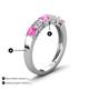 4 - Wendy 2.06 ctw (4.00 mm) Cushion Shape Lab Created Pink Sapphire and Lab Grown Diamond Side Gallery 5 Stone Wedding Band 