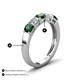 4 - Wendy 1.64 ctw (4.00 mm) Cushion Shape Lab Created Emerald and Lab Grown Diamond Side Gallery 5 Stone Wedding Band 