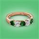 2 - Wendy 1.64 ctw (4.00 mm) Cushion Shape Lab Created Emerald and Lab Grown Diamond Side Gallery 5 Stone Wedding Band 