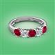 2 - Wendy 2.06 ctw (4.00 mm) Cushion Shape Lab Created Ruby and Lab Grown Diamond Side Gallery 5 Stone Wedding Band 