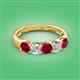 2 - Wendy 2.06 ctw (4.00 mm) Cushion Shape Lab Created Ruby and Lab Grown Diamond Side Gallery 5 Stone Wedding Band 