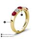 4 - Wendy 2.06 ctw (4.00 mm) Cushion Shape Lab Created Ruby and Lab Grown Diamond Side Gallery 5 Stone Wedding Band 