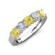 3 - Wendy 2.06 ctw (4.00 mm) Cushion Shape Lab Created Yellow Sapphire and Lab Grown Diamond Side Gallery 5 Stone Wedding Band 