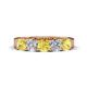 1 - Wendy 2.06 ctw (4.00 mm) Cushion Shape Lab Created Yellow Sapphire and Lab Grown Diamond Side Gallery 5 Stone Wedding Band 