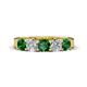 1 - Wendy 1.64 ctw (4.00 mm) Cushion Shape Lab Created Emerald and Lab Grown Diamond Side Gallery 5 Stone Wedding Band 