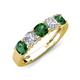 3 - Wendy 1.64 ctw (4.00 mm) Cushion Shape Lab Created Emerald and Lab Grown Diamond Side Gallery 5 Stone Wedding Band 