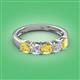 2 - Wendy 2.06 ctw (4.00 mm) Cushion Shape Lab Created Yellow Sapphire and Lab Grown Diamond Side Gallery 5 Stone Wedding Band 